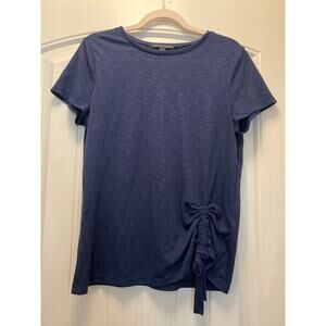 INC International Concepts Women’s Short Sleeve Soft Tie Front Top‎ Size PL Blue